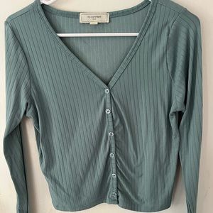 Long Sleeve V-Neck Button Down Shirt